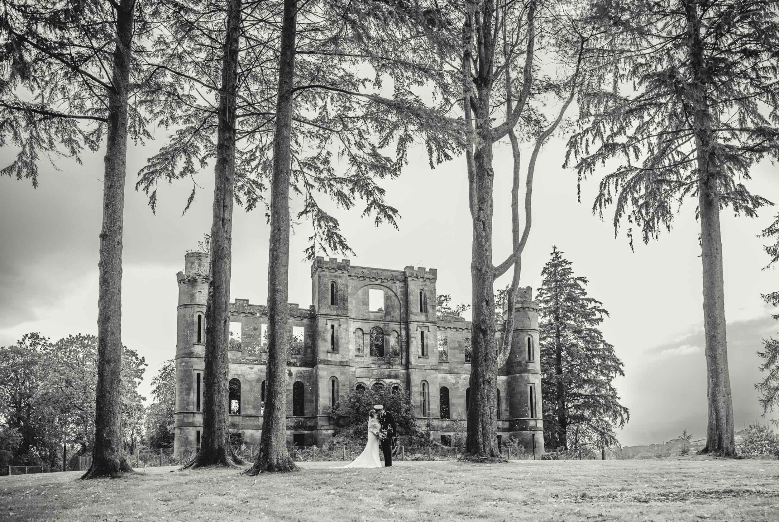 Rainy wedding day at Gelston Castle